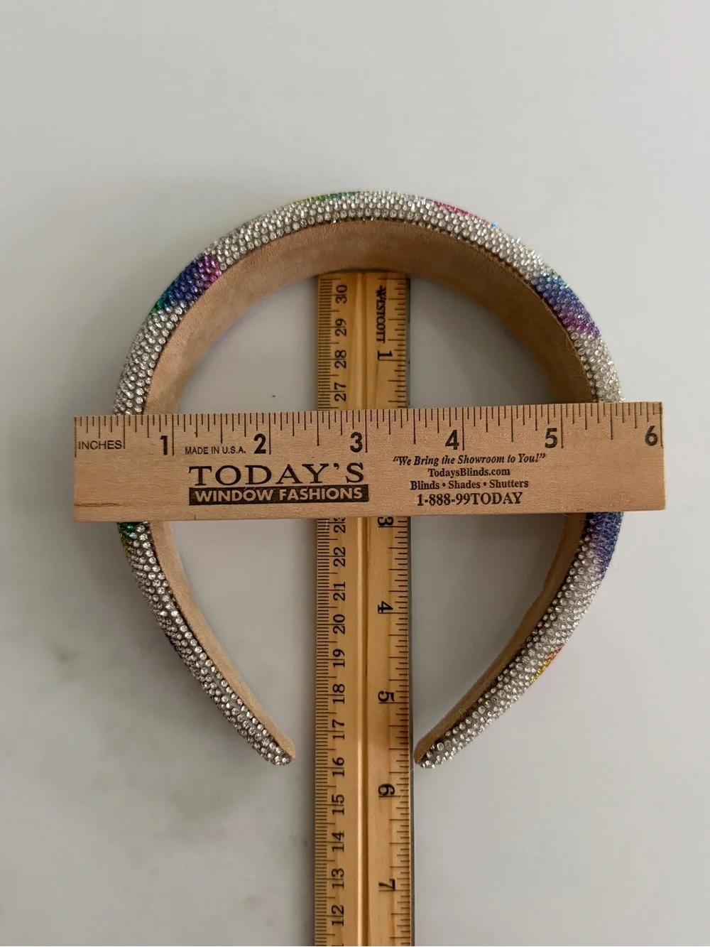 Bari Lynn Fully Crystalized Heart Headband rainbow velvet lined one size